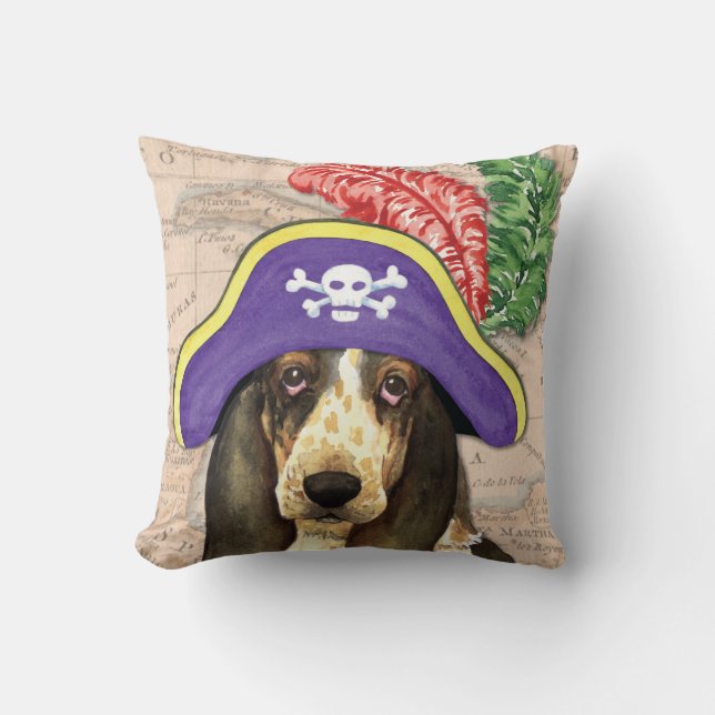 Cojín Decorativo Pirata Hound Basset (Anverso)