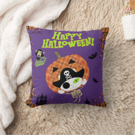 Cojín Decorativo Pirata skeleton cat
