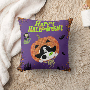 Cojín Decorativo Pirata skeleton cat