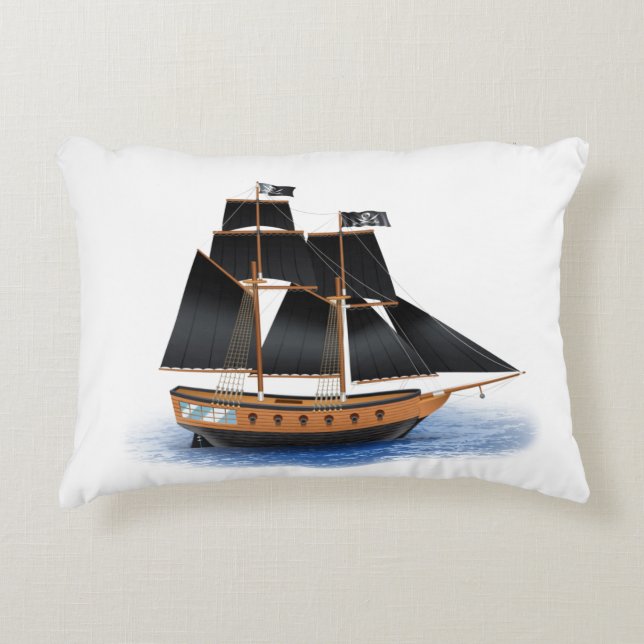 Cojín Decorativo pirate ship sailing the sea accent pillow (Anverso)
