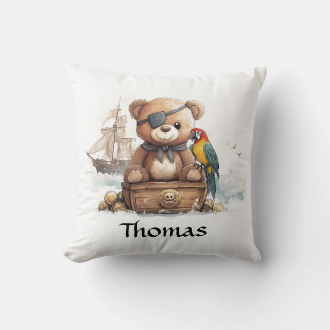 Cojín Decorativo Pirate Teddy Bear Adventure - Personalizable (Anverso)