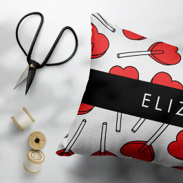 Cojín Decorativo Piruetas Rojas, Piruetas de Corazón, Caramelo, Tu