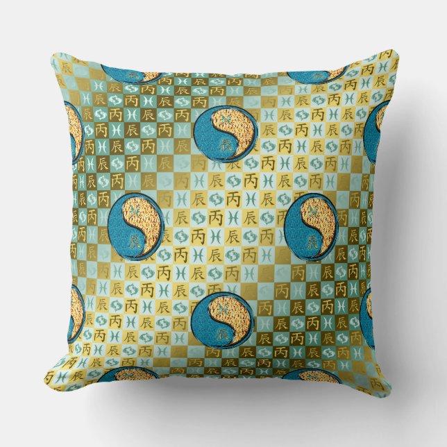 Cojín Decorativo Pisces & Fire Dragon Throw Pillow (Anverso)
