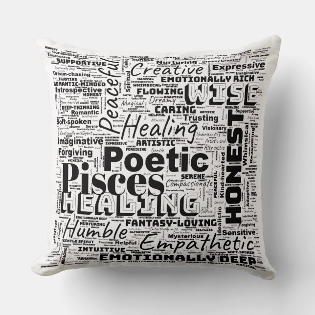 Cojín Decorativo Pisces Zodiac Word Cloud Inspiration (Anverso)