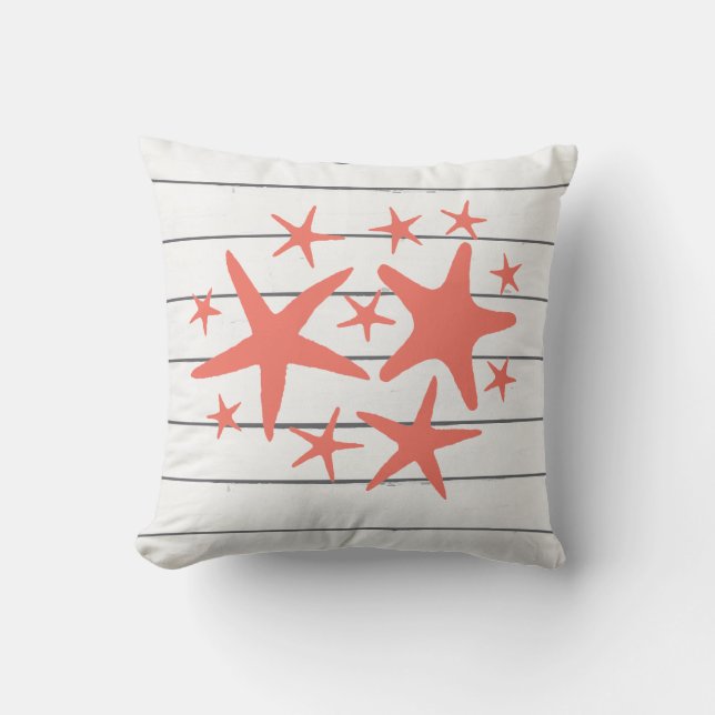 Cojín Decorativo Piscina coral Starfish Pillow Beach Coastal (Anverso)