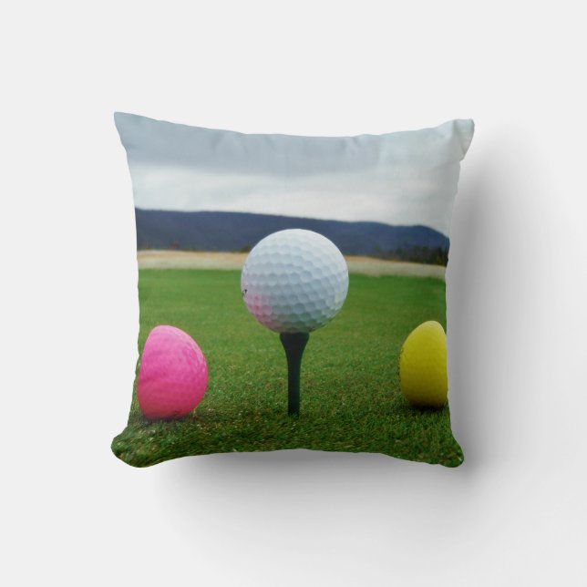 Cojín Decorativo Piscinas de golf AMARILLAS, ROSAS Y BLANCAS (Anverso)