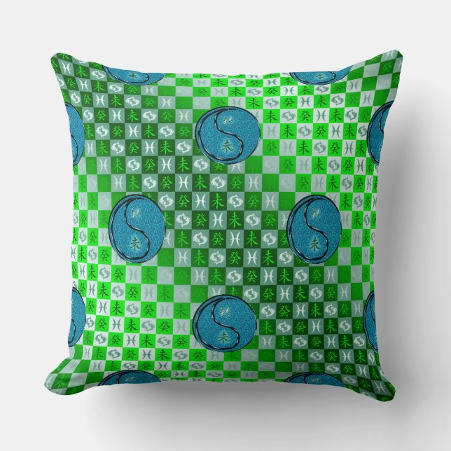 Cojín Decorativo Piscis y Cabra de Agua (Anverso)
