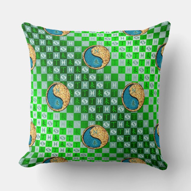 Cojín Decorativo Piscis y Cabra de Fuego (Anverso)