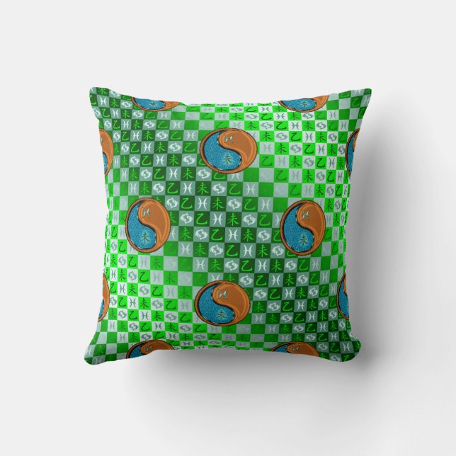 Cojín Decorativo Piscis y Cabra de Madera (Reverso)