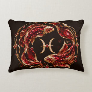 Cojín Decorativo Piscis Zodiaco Rojo de Lujo