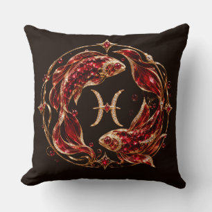 Cojín Decorativo Piscis Zodiaco Rojo de Lujo
