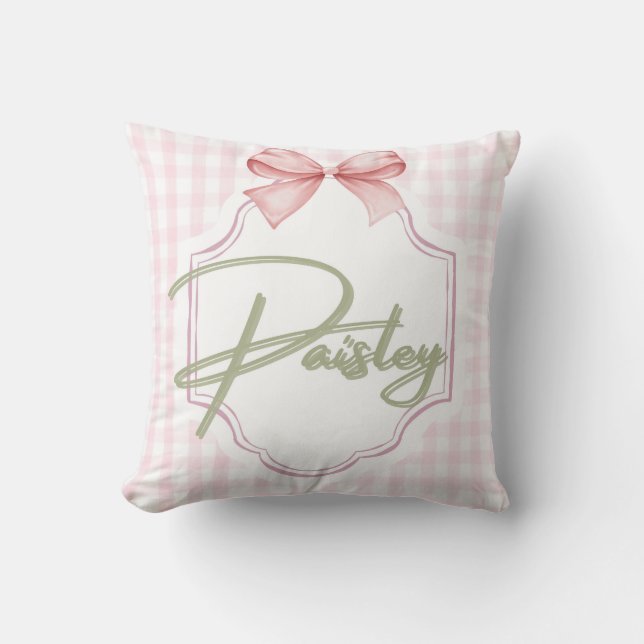 Cojín Decorativo Pisley Baby Nursery Gingham Personalizado (Anverso)