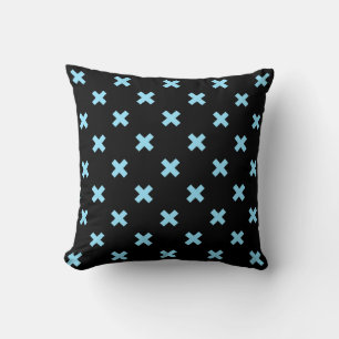 Cojín Decorativo Pisos cruzados azules sobre negro