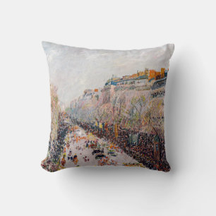 Cojín Decorativo Pissarro - Montmartre, Mardi Gras en el Bulevar