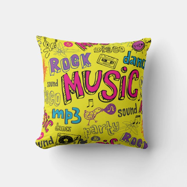 Cojín Decorativo Pista de dibujos animados musicales de fondo incom (Anverso)