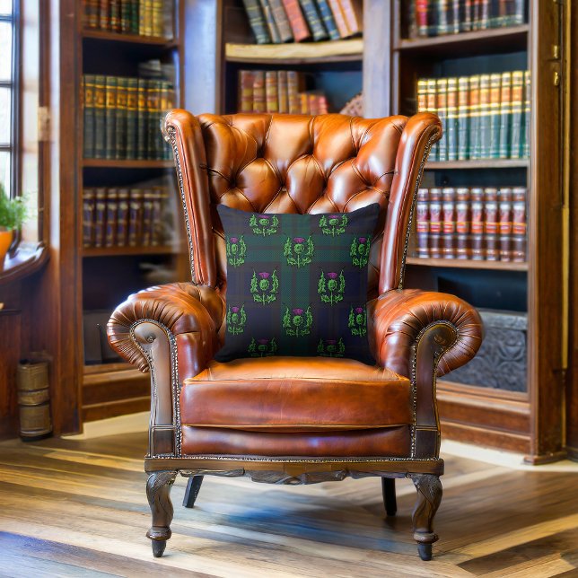 Cojín Decorativo Pista escocesa sobre monograma Personalizado tartá (Subido por el creador)