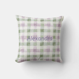 Cojín Decorativo Pistachio Plaid Stripes Lavender Faux Glitter  