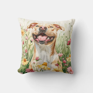Cojín decorativo Pit Bull - acuarela