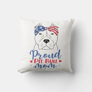 Cojín Decorativo Pit Bull Patriótico Bandera Americana 4 de Julio P