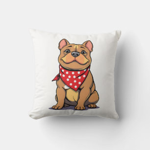 Cojín Decorativo Pitbull Bulldog Adorable con Bandana Amante de los