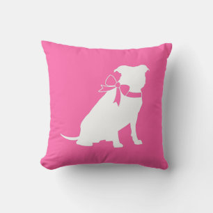 Cojín Decorativo Pitbull, Chica rosado de Baby Shower Bulldog Pit