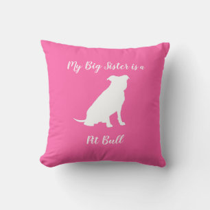 Cojín Decorativo Pitbull, Chica rosado de Baby Shower Bulldog Pit