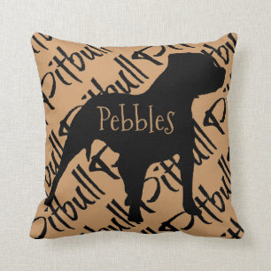 Cojín Decorativo Pitbull Dog Silhouette Personalizado Pillow