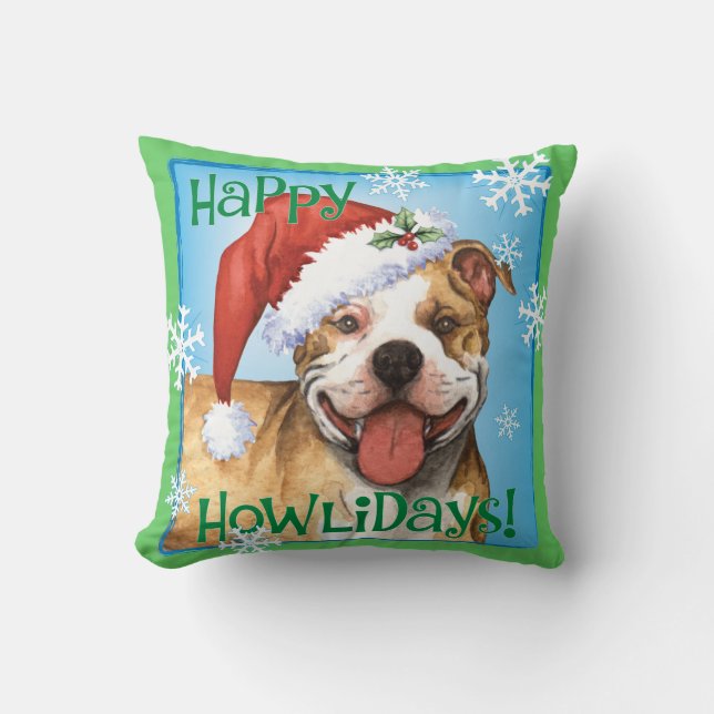 Cojín Decorativo Pitbull feliz Terrier de Howliday (Anverso)