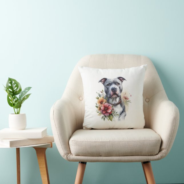 Cojín Decorativo Pitbull Floral (Silla)
