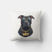 Pitbull Genial Vintage con Gafas de Sol y Cadena d