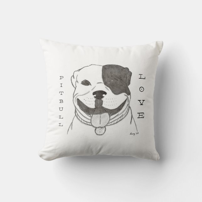 Cojín Decorativo Pitbull Love Pillow - Pitbull Love Gray (Anverso)