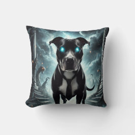 Cojín Decorativo Pitbull negro con ojos azules