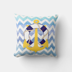 Cojín Decorativo PixDezines ancla/naútico/chevron/acuarela