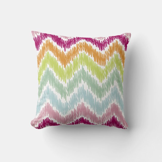 Cojín Decorativo PixDezines de verano ikat chevron patrón (Anverso)