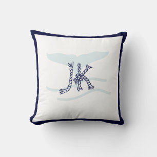 Cojín Decorativo PixDezines DIY MONOGRAM BALLENA+ROPA NÁUTICA
