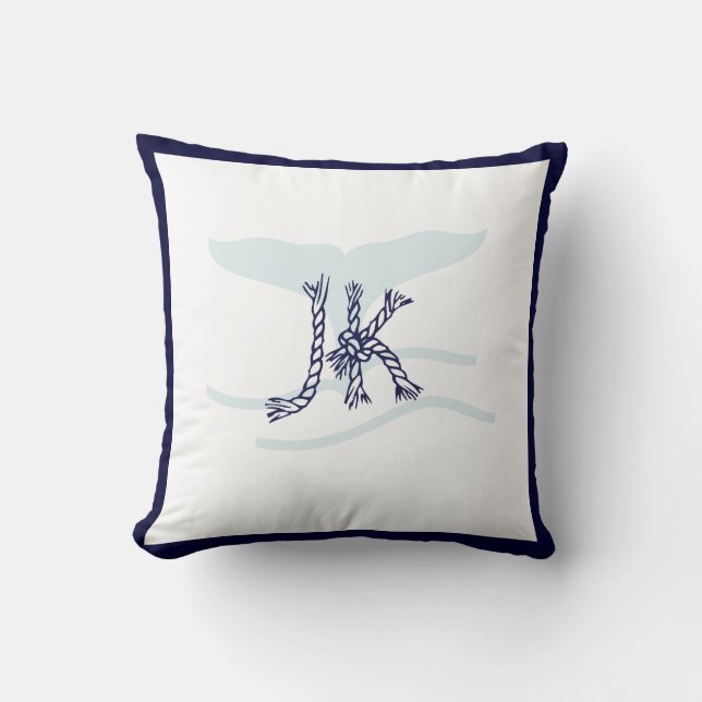 Cojín Decorativo PixDezines DIY MONOGRAM BALLENA+ROPA NÁUTICA (Anverso)
