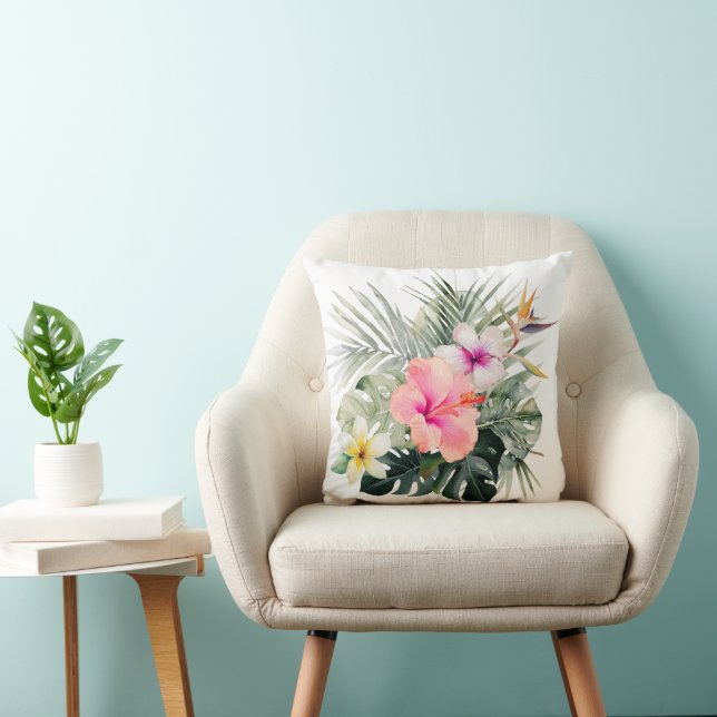 Cojín Decorativo PixDezines H2Tropical Flores Hibisco (Silla)
