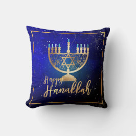 Cojín Decorativo PixDezines Happy Hanukkah|Temple Menorah