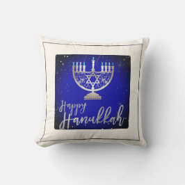 Cojín Decorativo PixDezines Happy Hanukkah|Temple Menorah