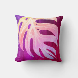 Cojín Decorativo PixDezines HOJAS DE MONSTERA OMBRÉ ACUARELA
