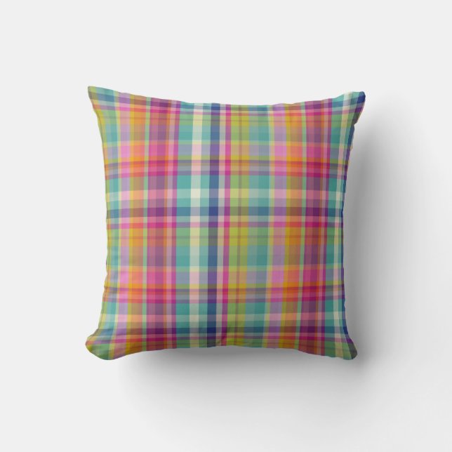 Cojín Decorativo PixDezines malibu plaid (Anverso)