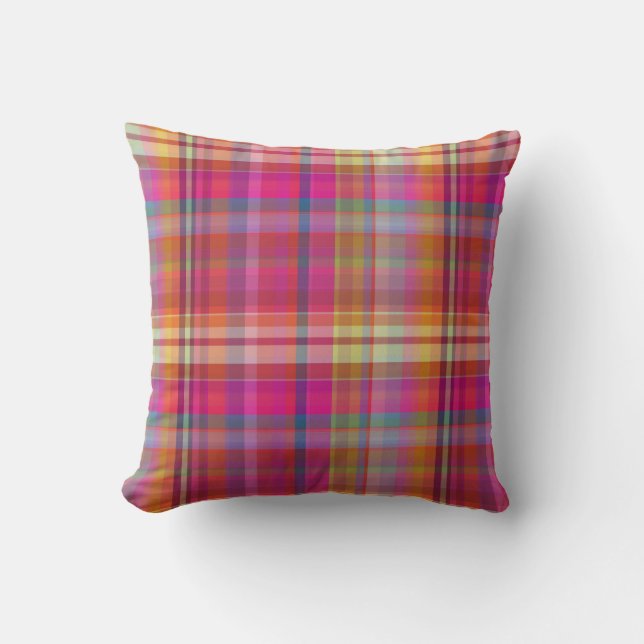 Cojín Decorativo PixDezines malibu plaid+stripes (Anverso)