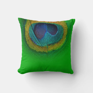 Cojín Decorativo PixDezines ojo psicodélico de pavo real/verde+rojo