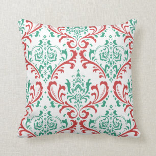 Cojín Decorativo PixDezines Rossi Damask/Verde Azul/Rojo