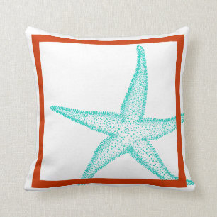 Cojín Decorativo PixDezines starfish/DIY trim+color de fondo