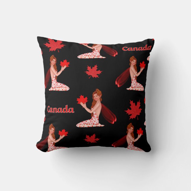 Cojín Decorativo Pixe canadiense con hoja de arce (Anverso)