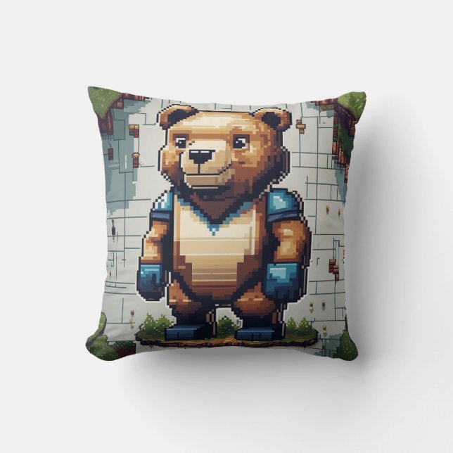 Cojín Decorativo Pixel Bear (Anverso)