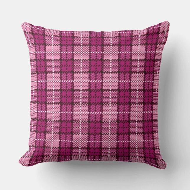 Cojín Decorativo Pixel Plaid_Magenta-Black (Anverso)