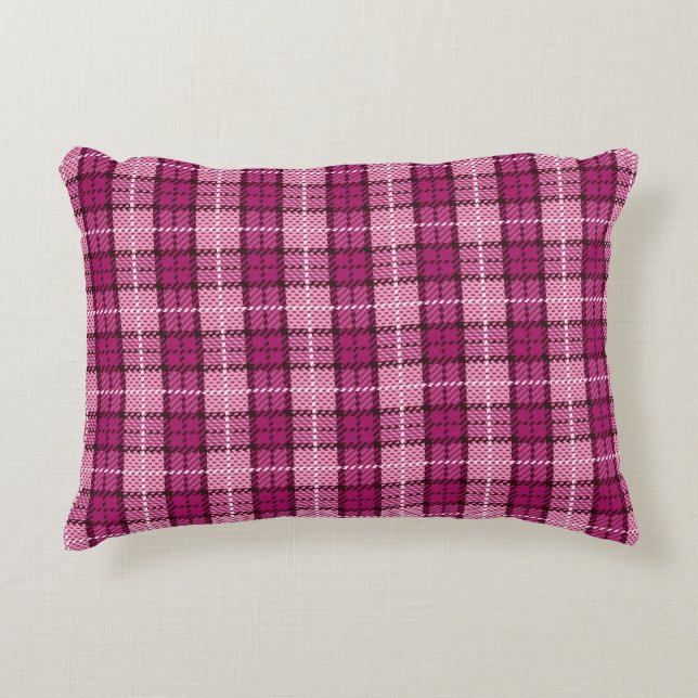 Cojín Decorativo Pixel Plaid_Magenta-Black (Anverso)