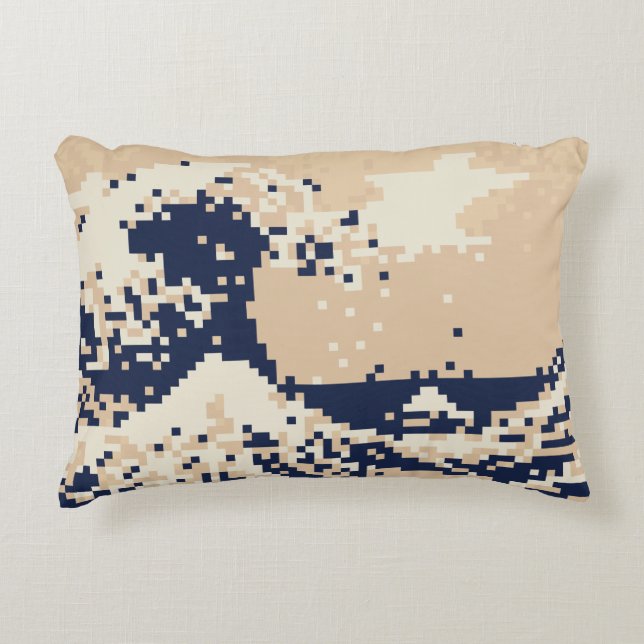 Cojín Decorativo Pixel Tsunami 8 bits arte de píxeles (Anverso)